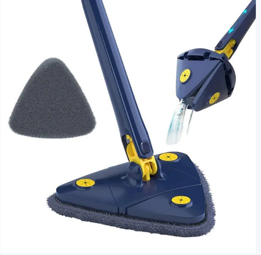 360 Rotating Adjustable Triangle Mop Navy Blue Yellow