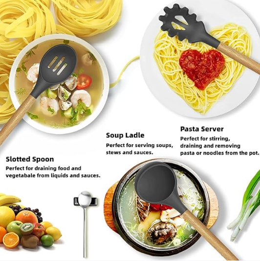12 Pcs Silicone Cooking Utensils Set with Holder