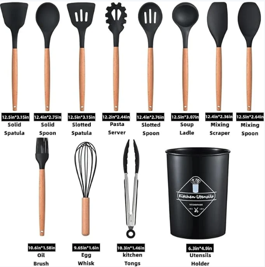 12 Pcs Silicone Cooking Utensils Set with Holder