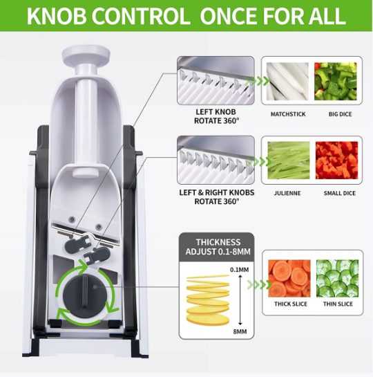 Safe Slice Manual Vegetable Cutter - Adjustable Mandoline Slicer